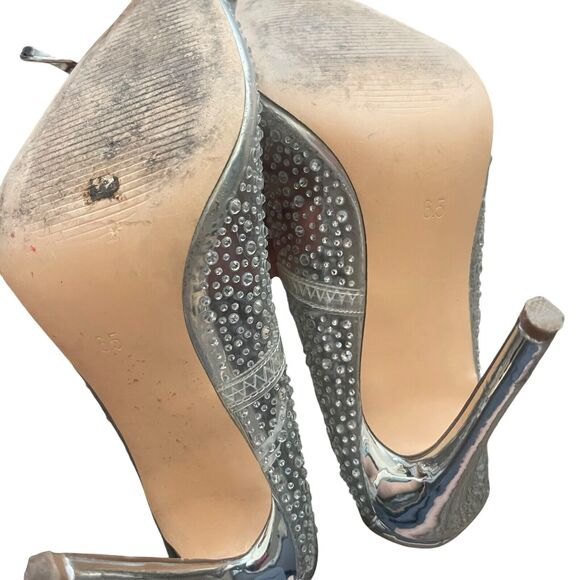 Steve Madden Women's 6.5 Rhinestone Clear Pointed Toe 4.5 In Heels - Picture 7 of 10